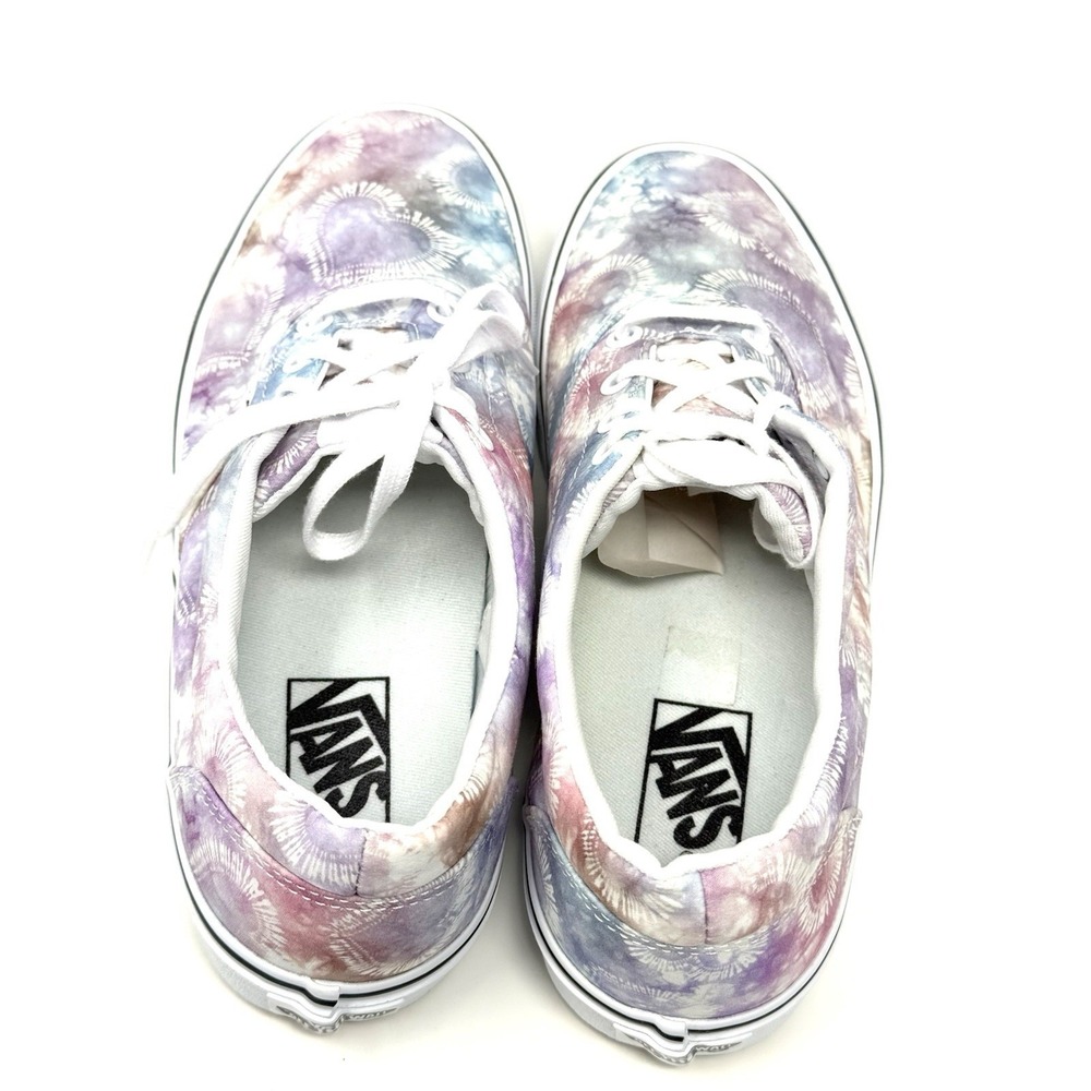 Vans Doheny Multicolor Pink & Blue Tie Dye Heart White Skate Shoes Womens Size 8 - Picture 3 of 11